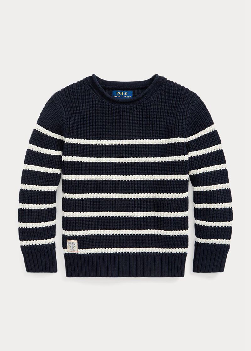 Sueter Ralph Lauren Niño 1.5-6 Años Striped Cotton Turtle Neck Jumper Chile Azul Marino OGPKN-1093